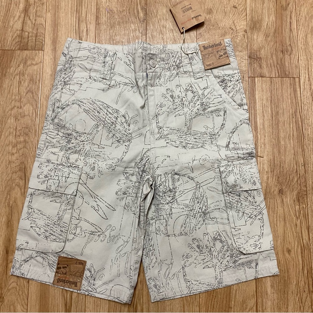 Boy's ~Timberland~ Multi Colored Cream Logo Shorts Size 7~PRISTINE~ NWOT